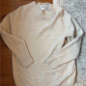 Zara Men's Beige Crewneck Sweater